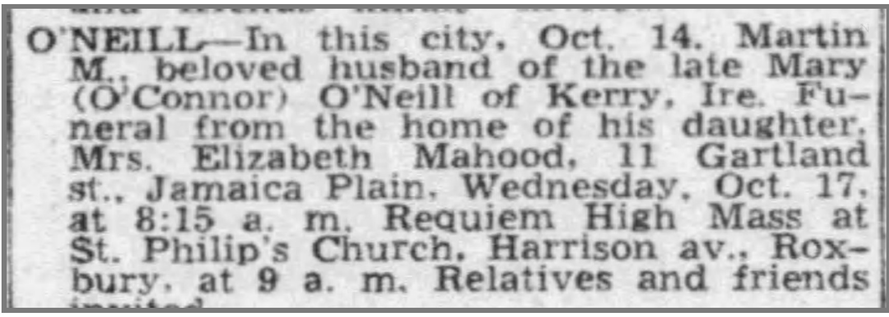 MArtin's death notice