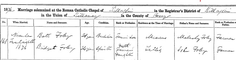 Batt Foley &amp; Bridget Foley marriage